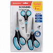 Ножницы BRAUBERG SOFT GRIP, НАБОР 3 штуки (140, 190, 230 мм), эргономичные черно-бирюзовые ручки, ВЫГОДНАЯ УПАКОВКА, 238411