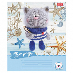 Тетрадь 12 л., HATBER узкая линия, обложка картон, "Уютные котики" (микс в спайке), 075154, 12Т5В7