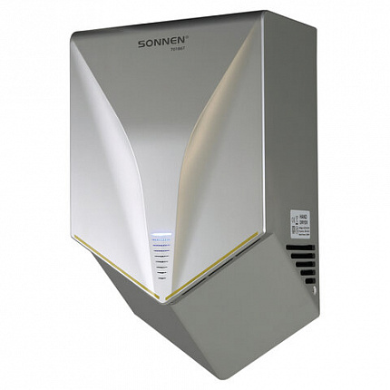 Сушилка для рук ВЫСОКОСКОРОСТНАЯ SONNEN HSD-A1011, 1000 Вт, 90м/с, IPX4, пластик, серебристая, 701867
