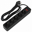 Сетевой фильтр SONNEN SPB-305, 5 розеток с заземлением, выключатель, 10 А, 3 м, черный, 513657