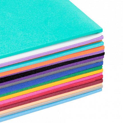 Пористая резина/фоамиран А4, 2 мм, НАБОР, 20 листов, 20 цветов, яркие цвета, ОСТРОВ СОКРОВИЩ, 665663