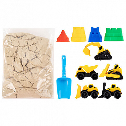 Набор кинетического песка 3 кг, "ВЕСЕЛАЯ СТРОЙКА", песочница, игрушки, формочки, BRAUBERG KIDS, 666210