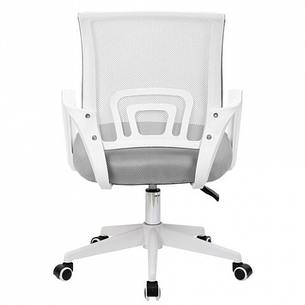 Кресло CROMEX (КРОМЕКС) "Top CH-695W", с подлокотниками, пластик белый, сетка/ткань TW, серое, 533067