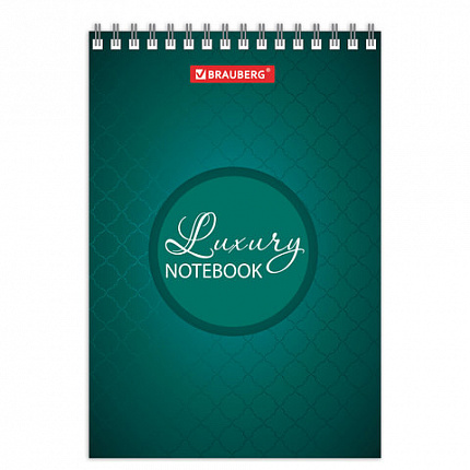 Блокнот МАЛЫЙ ФОРМАТ (97х145 мм) А6, 60 л., гребень, картон, клетка, BRAUBERG, "Люксовый блокнот", 129829