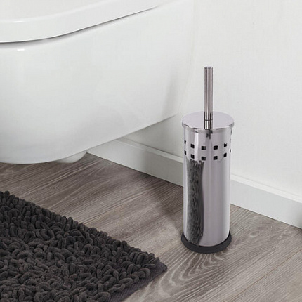 Ершик для унитаза с подставкой, нержавеющая сталь, зеркальный, LAIMA, 601616