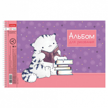 Альбом для рисования А4 32 л., спираль, обл. картон, HATBER, 198х300 мм, "Приключения кота Пирожка" (5 вид), 079775, 32А4Всп