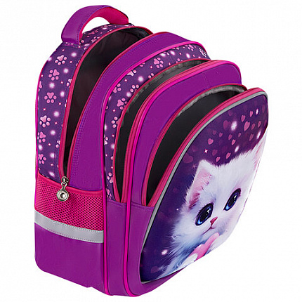 Рюкзак BRAUBERG KIDS MIND с пеналом в комплекте, 2 отделения, "Humble Cat", 40х28х18 см, 273176