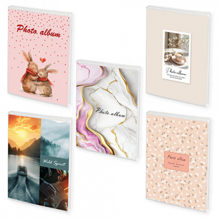 Фотоальбом BRAUBERG на 36 фото 10*15 см, ассорти 5 дизайнов, мягкая обложка, 391442