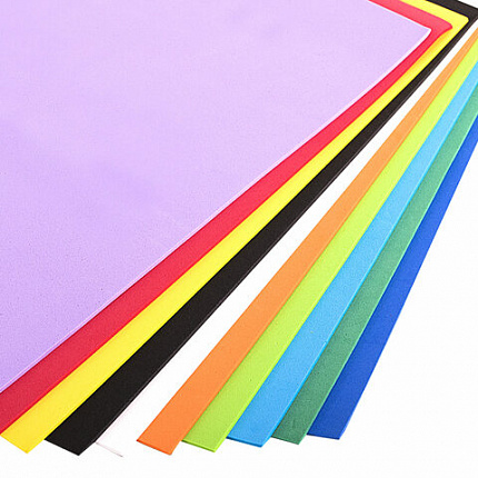 Пористая резина/фоамиран А4, 2 мм, НАБОР №1, 10 листов, 10 цветов, яркие цвета, ОСТРОВ СОКРОВИЩ, 660073