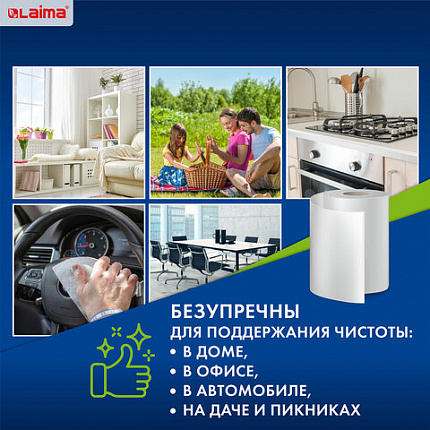 Салфетки универсальные в рулоне 30 шт., 25х30 см, спанлейс/вискоза, 45 г/м2, LAIMA, 601565