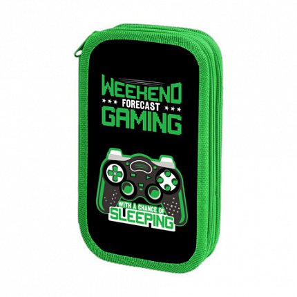 Пенал ЮНЛАНДИЯ, 2 отделения, ламинированный картон, конгрев, 19х11 см, Gaming, 272294