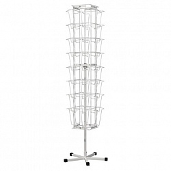 Стойка напольная для рекламных материалов (188х54х54 см), на 32 лотка, сетчатая, вращающаяся, белая, А-29-ТМ