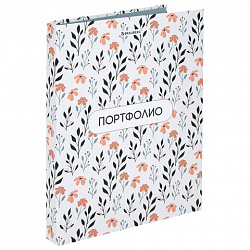Папка-портфолио универсальная, 4 кольца, 20 файлов, 7БЦ матовая, BRAUBERG "Flowers", 117556