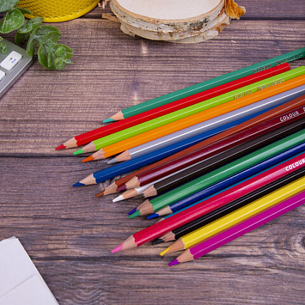 Карандаши цветные BRAUBERG PREMIUM, 18 цветов, шестигранные, грифель 3,3 мм, 181657