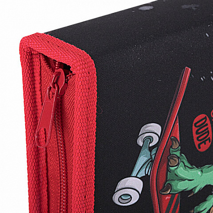 Пенал ПИФАГОР, 1 отделение 2 откидные планки, полиэстер, 20х14 см, "T-Rex Life", 271513