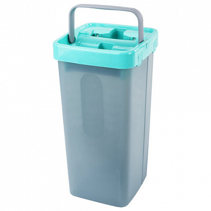 Швабра с отжимом и ведром 9л/7л двухкамерное, 3 насадки из микрофибры, рукоятка 130см, бирюзовый, Compact Mop, LAIMA, 607389