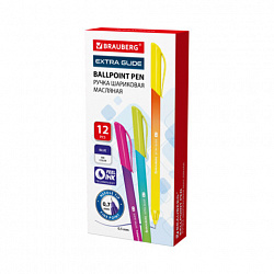 Ручка шариковая масляная BRAUBERG "Extra Glide DZ", СИНЯЯ, трехгранная, корпус ассорти, игольчатый наконечник 0,7 мм, линия 0,5 мм, 144263