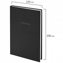 Блокнот А5 134х206 мм, 80 л., твёрдый, клетка, BRAUBERG "Minimal", черный, 116436