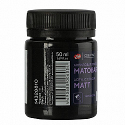 Краска акриловая матовая "Декола", банка 50 мл, черная, Невская Палитра, 14328810
