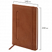 Блокнот А5 148x218 мм BRAUBERG "Optimal", под кожу, 80 листов, резинка, держатель для ручки, клетка, коричневый, 118637