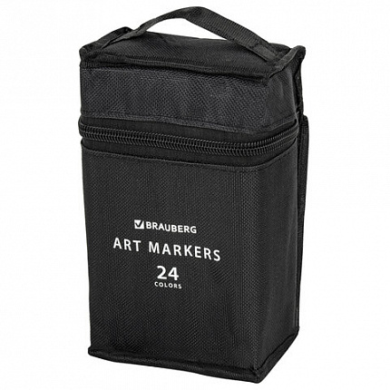 Маркеры для скетчинга двусторонние, НАБОР 24 шт., базовые цвета, в чехле, BRAUBERG, 152295