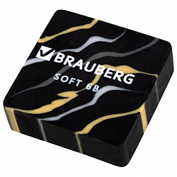 Ластики BRAUBERG "MARBLE", НАБОР 6 штук, 34х34х11 мм, квадратные, экологичный ПВХ, блистер, 272735