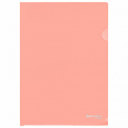 Папка-уголок жесткая, непрозрачная, А4, цвет персиковый, 0,15 мм, BRAUBERG PASTEL, 272891