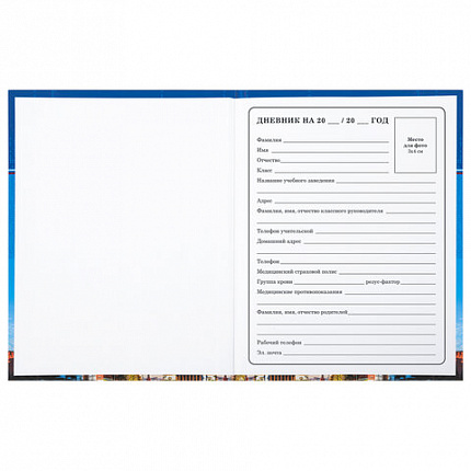 Дневник 1-4 класс 48 л., твердый, BRAUBERG, глянцевая ламинация, с подсказом, "Российский", 106832
