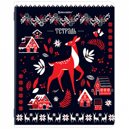 Тетрадь А5, 48 л., BRAUBERG, скоба, клетка, TWIN-лак, Орнамент из сказки (микс в спайке), 405650