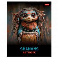Тетрадь А5 48 л., HATBER скоба, клетка, глянцевая ламинация, "Шаманы" (микс в спайке), 088374, 48Т5лВ1