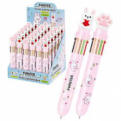 Ручка многоцветная с топпером шариковая автоматическая 10 ЦВЕТОВ FUNSTER (ФАНСТЕР) "WOW", ассорти, узел 0,7 мм, линия 0,35 мм, 144382