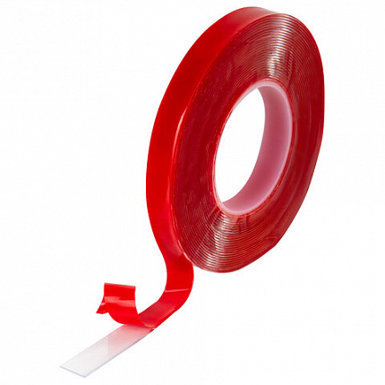 Монтажная прозрачная суперпрочная двухсторонняя лента 10 мм х 5 м, акриловая, толщина 1 мм, WBZ (ВБЗ), 700423