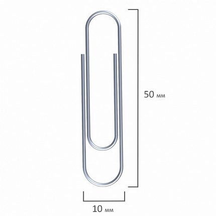 Скрепки большие 50 мм, STAFF "EVERYDAY", оцинкованные, 100 шт., в картонной коробке, РОССИЯ, 226755