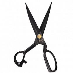 Ножницы портновские 290 мм, КЛАССИЧЕСКИЕ, черные, ручки с силиконовым покрытием, ОСТРОВ СОКРОВИЩ, 665599