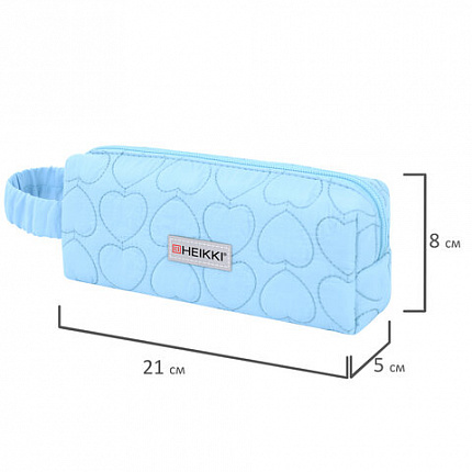Пенал-косметичка HEIKKI (ХЕЙКИ) с ручкой, 1 отделение, стеганый полиэстер, 21х8х5 см, голубой, 273607
