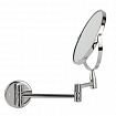 Зеркало настенное BRABIX, диаметр 17 см, двухстороннее, с увеличением, нержавеющая сталь, выдвижное (петли), 604952