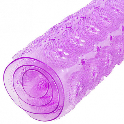 Коврик для ванны противоскользящий 71х38 см, массажный, "Цветы", прозрачно-фиолетовый, ПВХ, PRIMILA (ПРИМИЛА), 700373