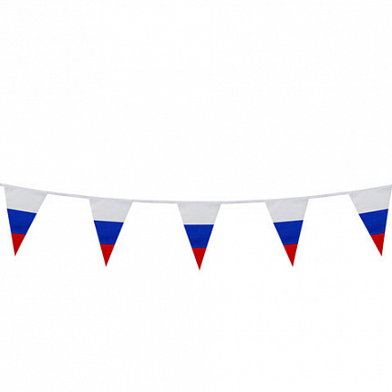 Гирлянда из флагов России, длина 5 м, 10 треугольных флажков 20х30 см, BRAUBERG/STAFF, 550186, RU27