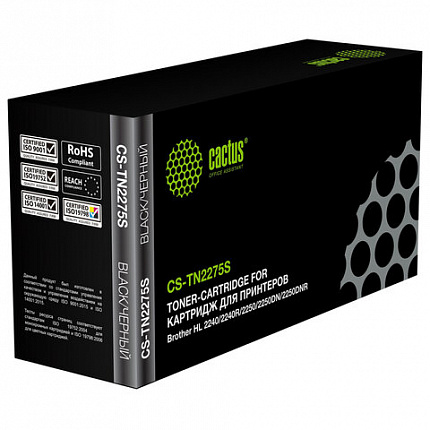 Картридж лазерный CACTUS (CS-TN2275) для BROTHER HL-2240R/2250/DCP-7060/7065, ресурс 2600 стр., CS-TN2275S