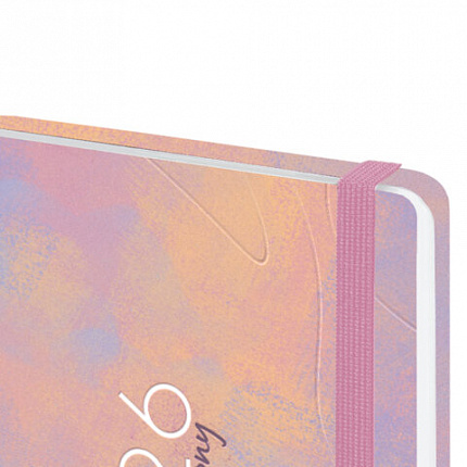 Еженедельник датированный 2026 с резинкой 171х93 мм, BRAUBERG, твердый, УФ-ЛАК, 64 л., "Пастель", 117355