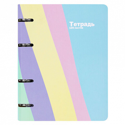 Тетрадь на кольцах А5 160х212 мм, 120 л., картон, матовая ламинация, клетка, BRAUBERG, кросс-серия PASTEL, 405197