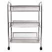 Этажерка (тележка) BRABIX офисно-бытовая 3 яруса, на колесах, металл, серебристая, 43,5х26х62,5 см, 603752
