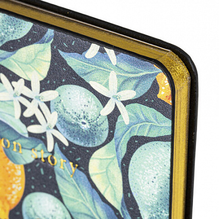 Блокнот МАЛЫЙ ФОРМАТ (100х150 мм) А6, BRAUBERG VISTA "Lemon Story", под кожу, гибкий, срез фольга, 80 л., 112096