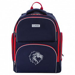 Рюкзак BRAUBERG CLASSIC, легкий каркас, премиум материал, "Lion", синий, 37х32х21 см, 228829