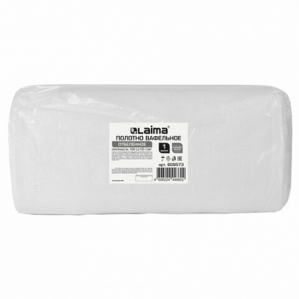 Полотно ВАФЕЛЬНОЕ отбеленное, рулон 0,45х60 м, в пакете, плотность 100 (±10) г/м2, LAIMA, 609573