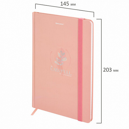 Блокнот с резинкой в клетку 96 л., А5 145х203 мм, твердая обложка с фольгой, BRAUBERG, "Pastel", 116330