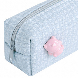 Пенал ЮНЛАНДИЯ ЮНИОР, 1 отделение, полиэстер, аппликация, "Piggy", 20х6х4 см, 273804