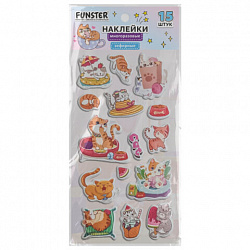 Наклейки зефирные "Котики", 18х9,5 см, ассорти 6 видов, FUNSTER (ФАНСТЕР), 666092