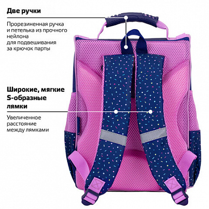 Ранец ПИФАГОР BASIC, 1 отделение, 3 кармана, эргономичная спинка, "Comic donuts", 35х28х18 см, 273137