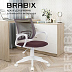 Кресло BRABIX "Fly MG-396W", с подлокотниками, пластик белый, сетка, коричневое, 532398, MG-396W_532398